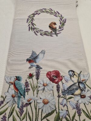 Coroană de primăvară și pasăre Jacquard - Traversă/Servete de masă