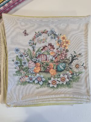 Față de masă - Iepurași de Paște Jacquard într-un coș