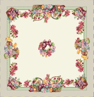 Față de masă - Iepurași de Paște Jacquard într-un coș