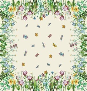 Față de masă - Jacquard Gradina de vara cu fluturi