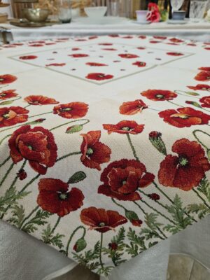 Față de masă - Maci Jacquard