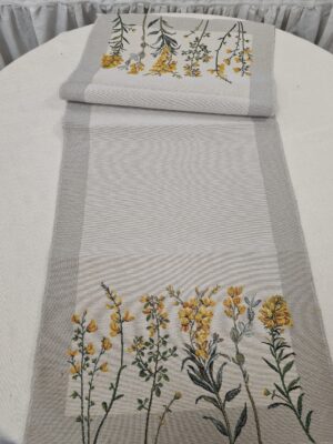 Flori galbene jacquard - Traversă/Servete de masă