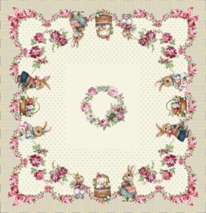 Iepurași de Paște Jacquard cu flori - Față de masă