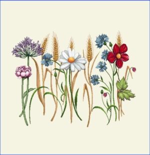 Jacquard Bej și flori - Pernă decorativă