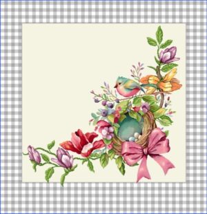 Jacquard Grey check and flowers - Pernă decorativă