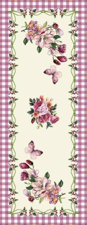 Jacquard roz și flori - Traversă/Servete de masă
