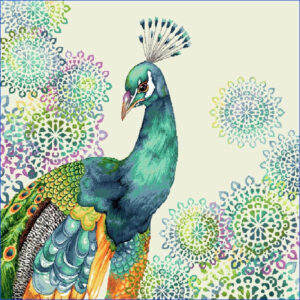 Pernă decorativă - jacquard - Păun